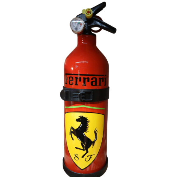 Extincteur fait mains sur le thème de FERRARI