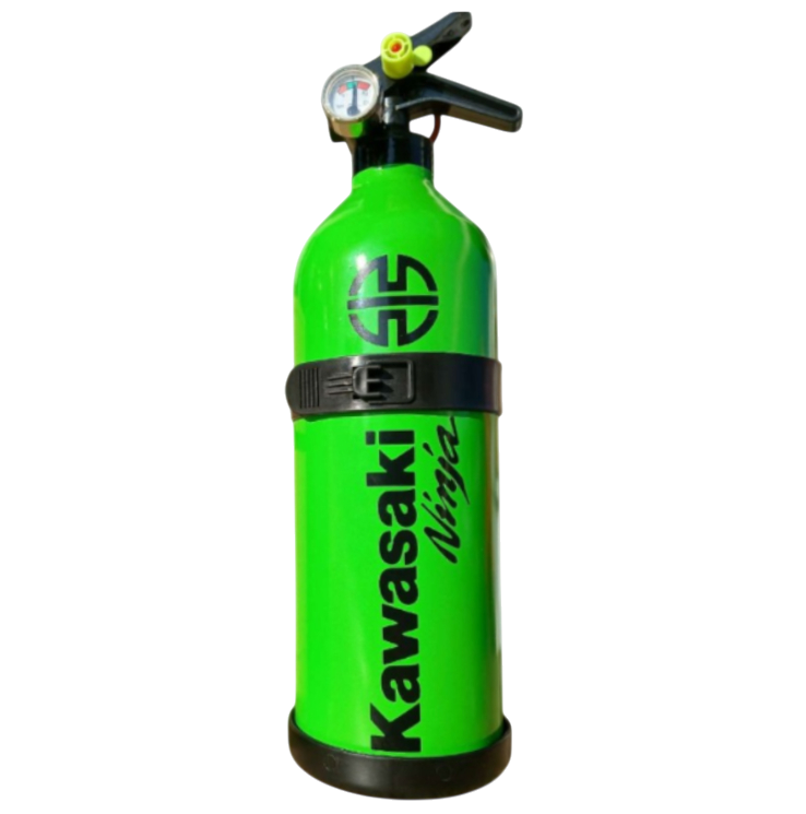 Extincteur fait mains sur le thème de KAWASAKI