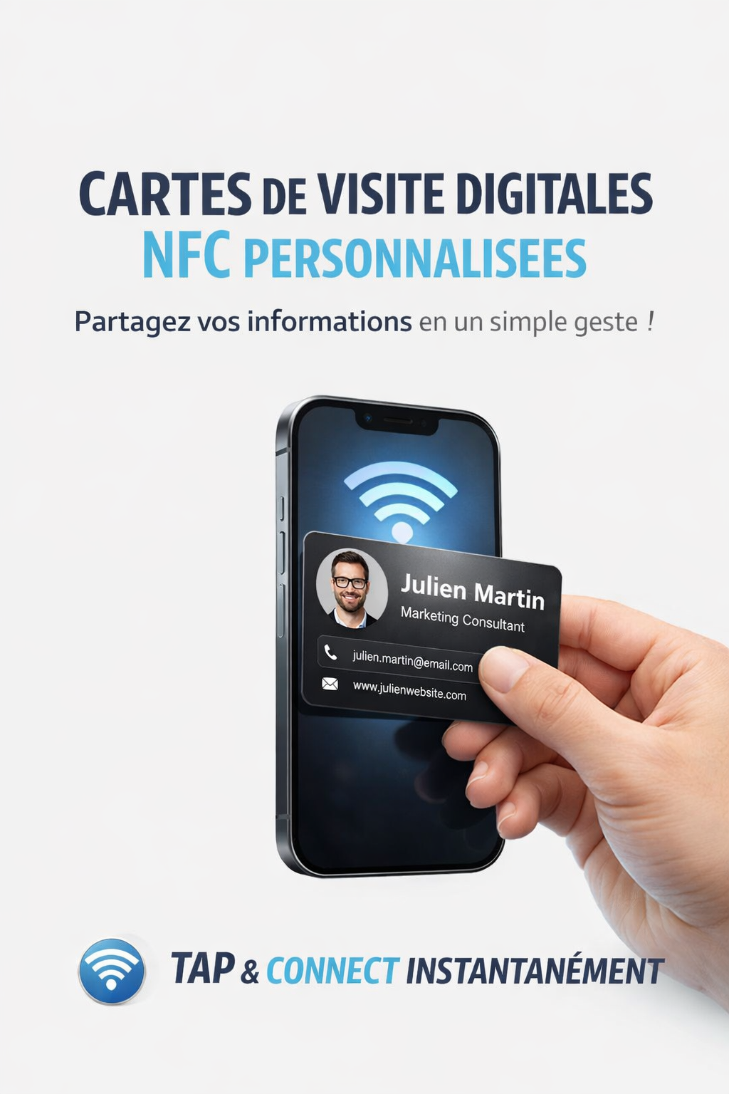 Badge NFC Personnalisable - Carte de Visite Digitale avec Logo
